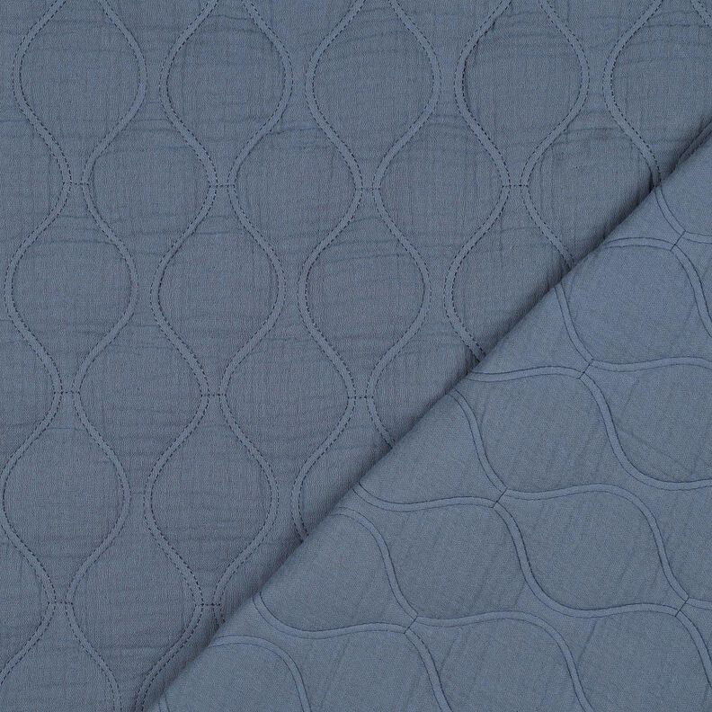 tessuto trapuntato mussola Onde – grigio blu, image number 4