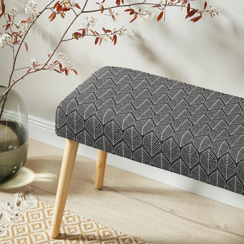 tessuto arredo jacquard foglie – antracite,  image number 6