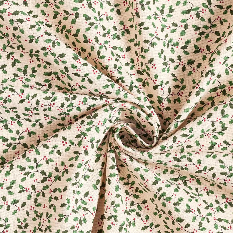 tessuto arredo tessuti canvas Mini agrifoglio – naturale/verde abete, image number 3