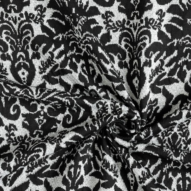Jersey jacquard con motivi ornamentali – argento effetto metallizzato/nero,  image number 4