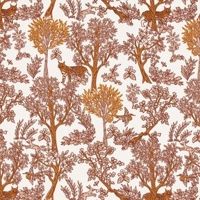 tessuto arredo mezzo panama animali nella foresta – bianco/caramello, 