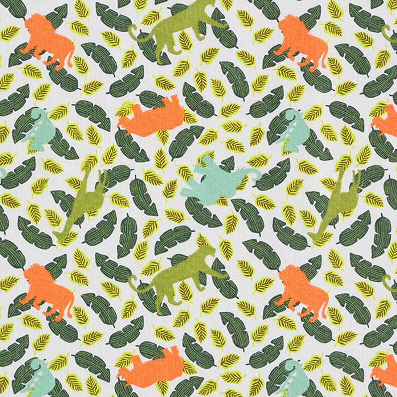 tessuto in cotone cretonne sagome di animali della giungla – verde,  image number 1