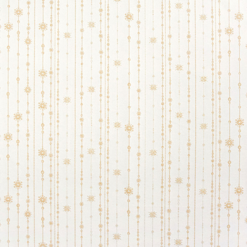 tessuto arredo Jacquard lurex Ghirlanda di fiocchi di neve – beige chiaro/oro, image number 1