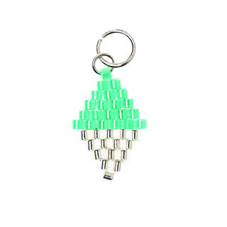 ciondolo Brick Stitch rombo [10 mm  x 15 mm] | Rico Design – verde/argento, 
