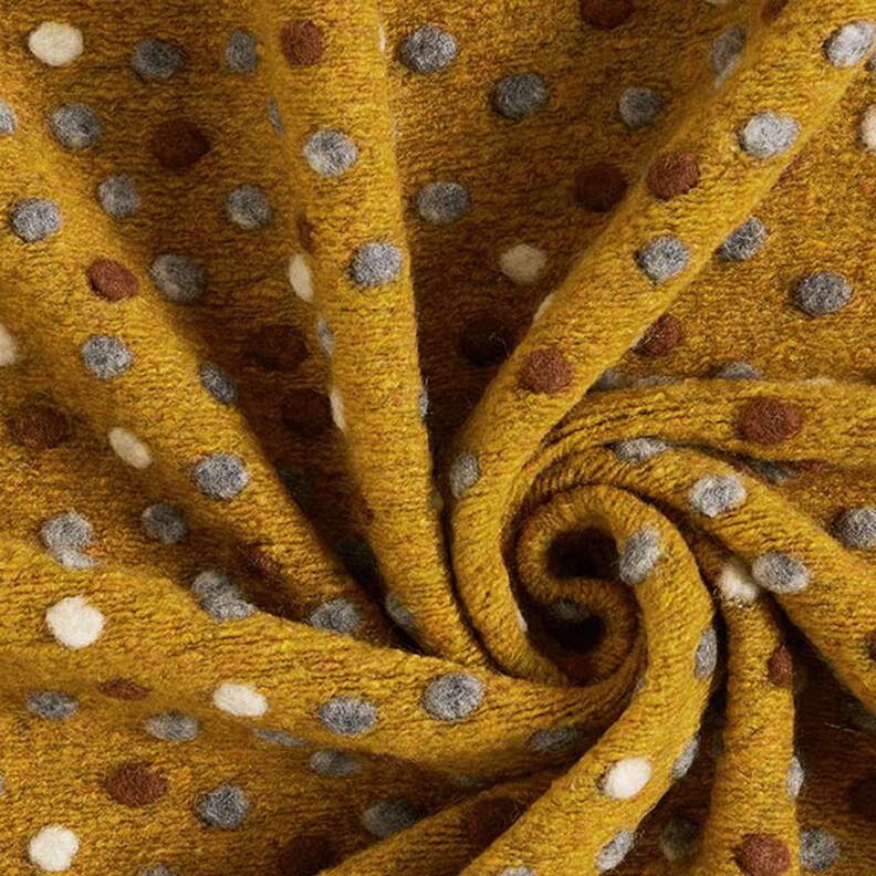 tessuto in maglia di lana, pallini colorati – giallo curry,  image number 3