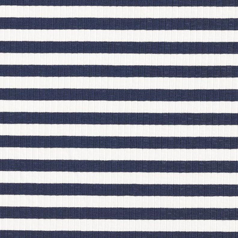 jersey a coste Righe trasversali tinte in filo – bianco lana/blu marino,  image number 1