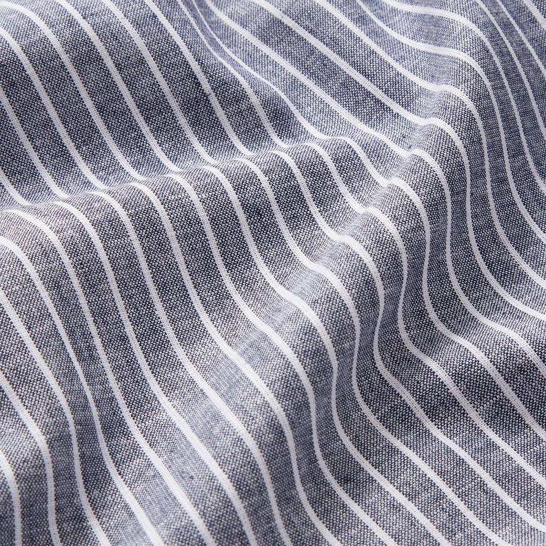 misto cotone-lino righe ampie – blu notte/bianco,  image number 2