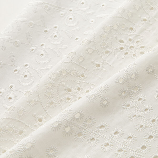tessuto in cotone, ricami a giorno, tralci – bianco,  image number 5