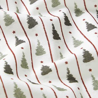 tessuto in cotone cretonne piccoli abeti – bianco lana/canna palustre, 