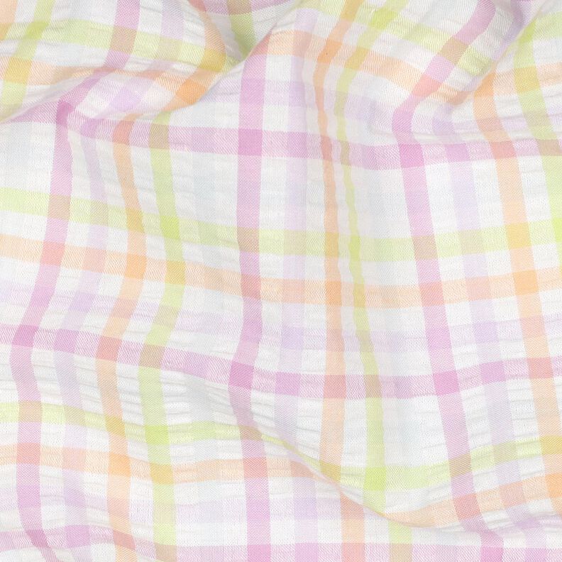seersucker Misto cotone Quadri colorati – bianco/violetto pastello,  image number 2