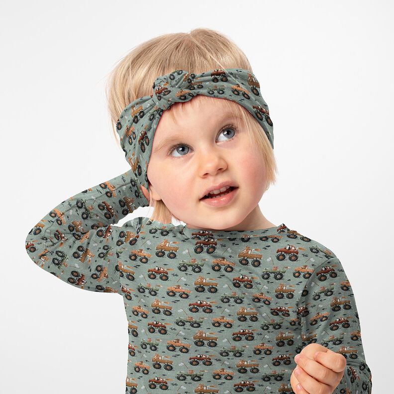 jersey di cotone Animali nei monster truck stampa digitale &ndash; grigio elefante,  image number 5