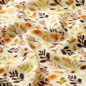 misto lino viscosa Fogliame autunnale &ndash; beige chiaro/arancione, 