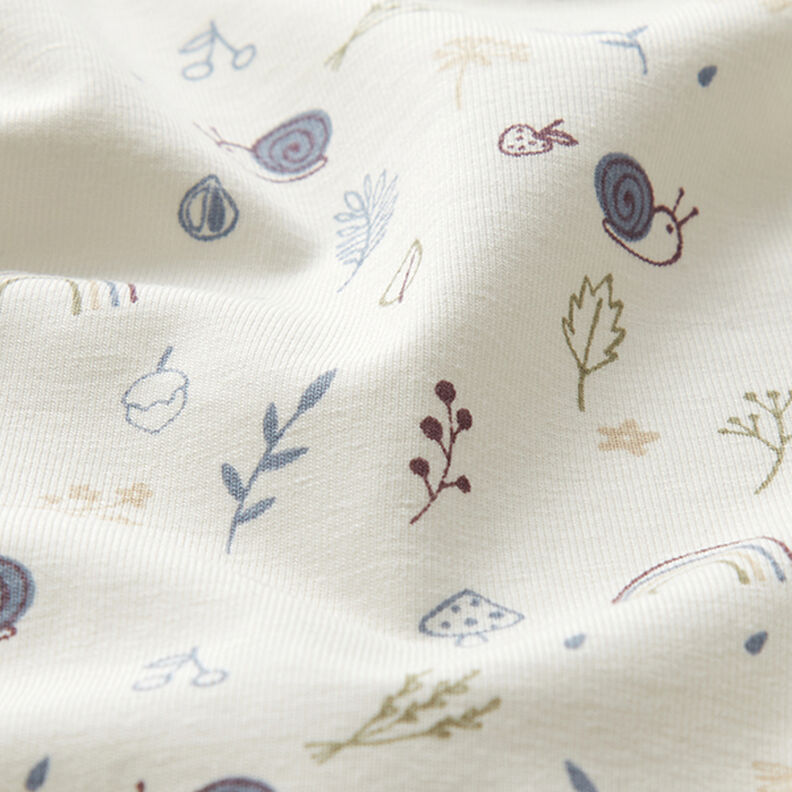 jersey di cotone Chiocciole, funghi e arcobaleni  – bianco lana,  image number 2