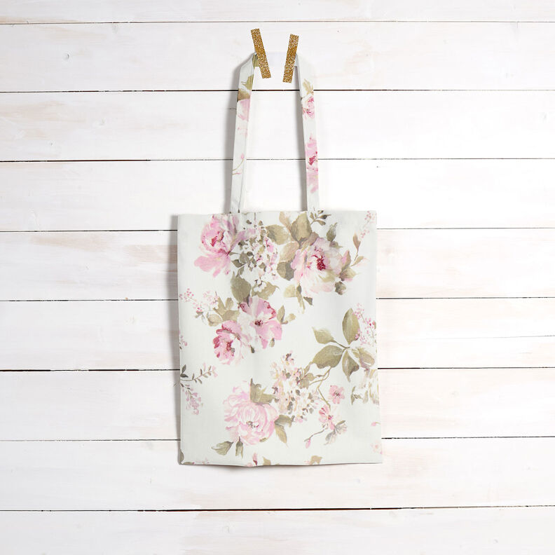 tessuto arredo mezzo panama Rose dipinte – bianco lana,  image number 8