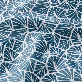 cotone rivestito Mini foglie astratte – blu oceano/bianco, 