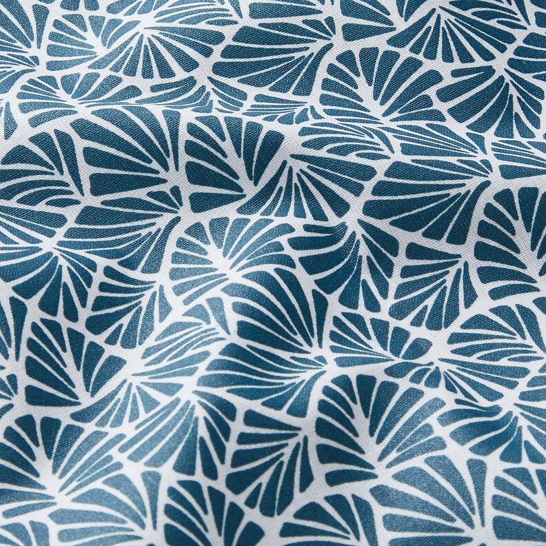 cotone rivestito Mini foglie astratte – blu oceano/bianco,  image number 3