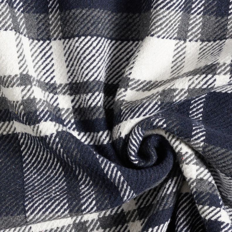 Tessuto per cappotto con retro in pelliccia quadrettato – blu notte/grigio ardesia, image number 3