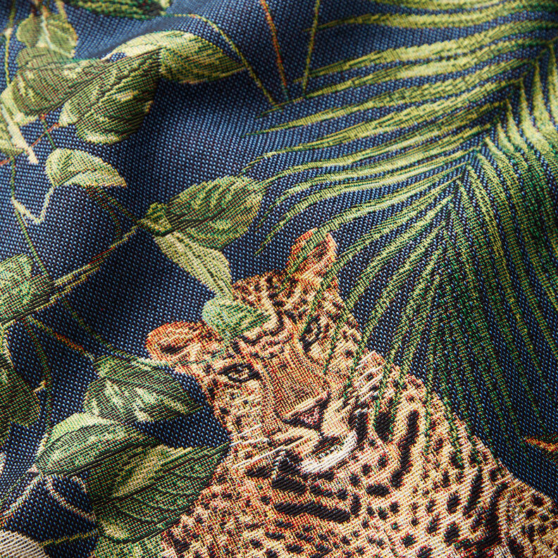 tessuto arredo gobelin Leopardi nella giungla – blu/verde,  image number 2
