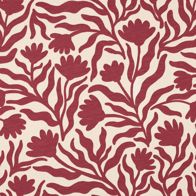 felpa garzata non sbiancato fiori | Poppy Fabrics &ndash; crema/bacca,  image number 1