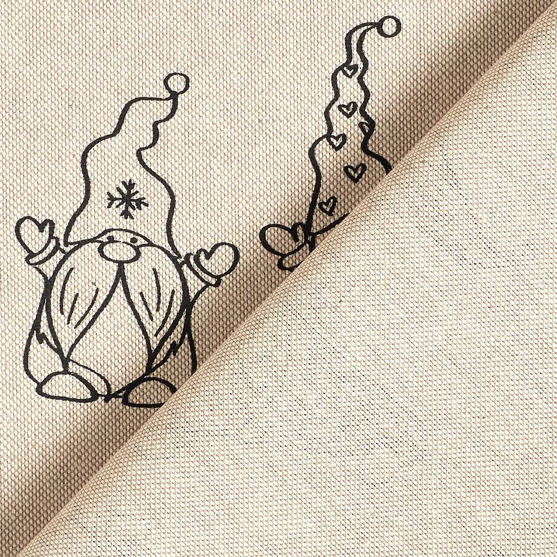 tessuto arredo mezzo panama Gnomi festivi – naturale/nero,  image number 4