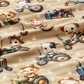 jersey di cotone Trattore con animali stampa digitale – anemone/mandorla, 