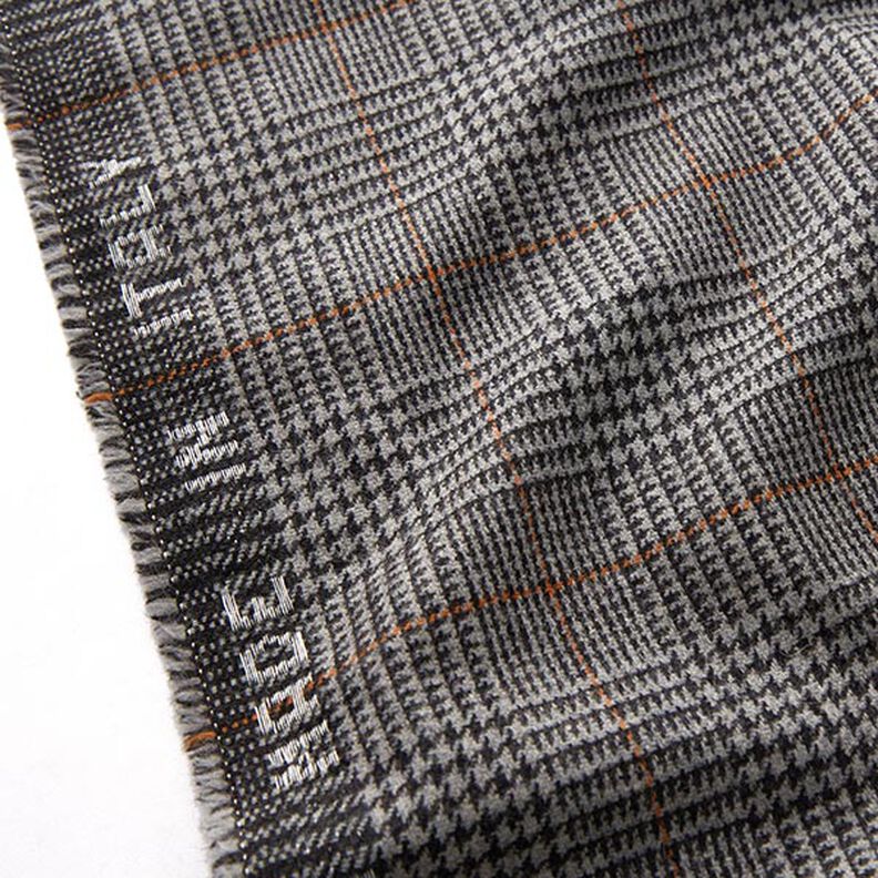Tessuto in lana Principe di Galles – grigio scuro/arancione,  image number 4