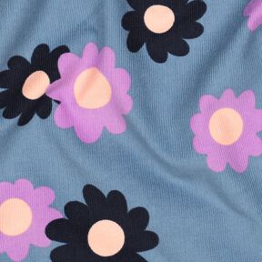 velluto a costine fiori | Poppy Fabrics – colore blu jeans/lavanda, 