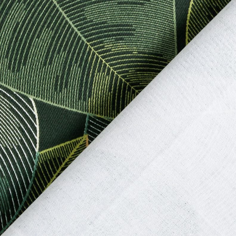 tessuto arredo tessuto spinato in cotone Foglie minimalistiche – verde scuro, image number 4