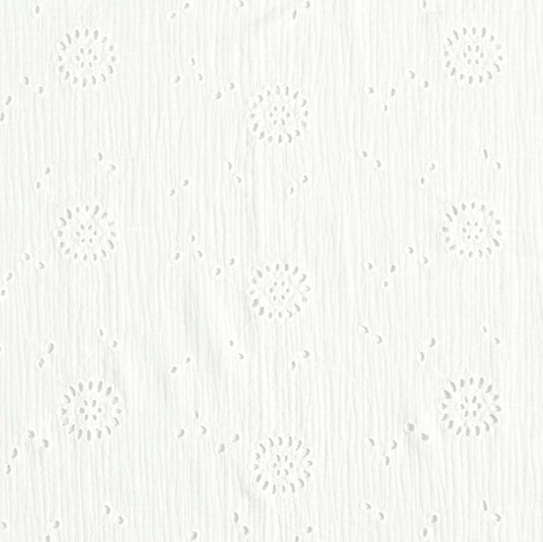 mussolina / tessuto doppio increspato ricami a giorno fiori – bianco,  image number 1