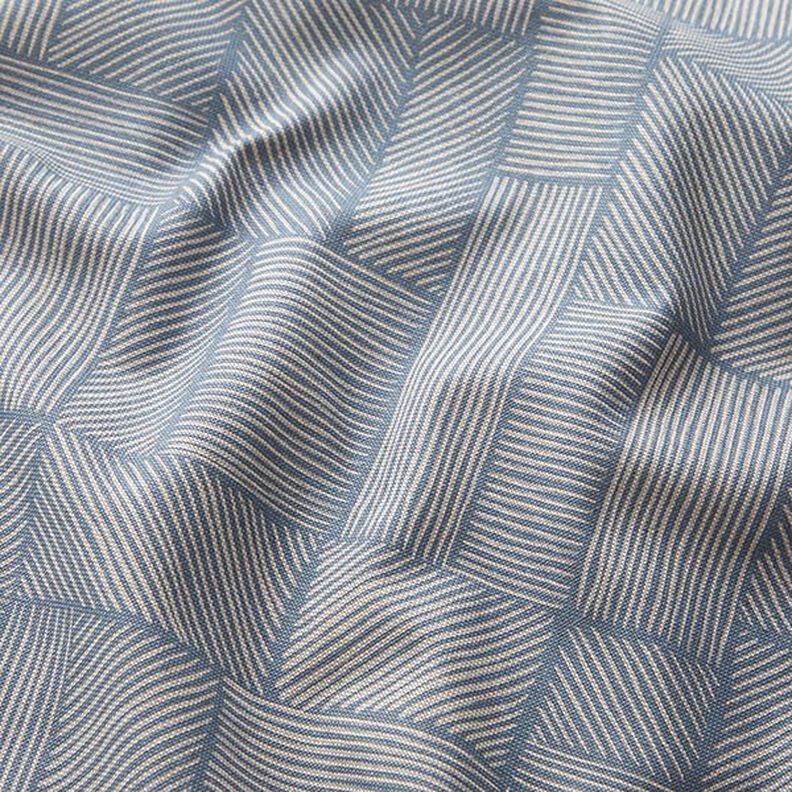 tessuto arredo mezzo panama Patchwork di linee – blu acciaio/naturale,  image number 2