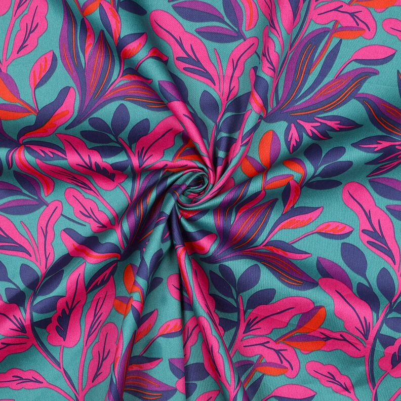 satin di cotone Lush Leaves | Nerida Hansen – turchese/porpora,  image number 3