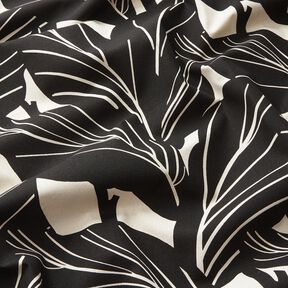 tessuto arredo panama Foglie eleganti – nero/naturale, 