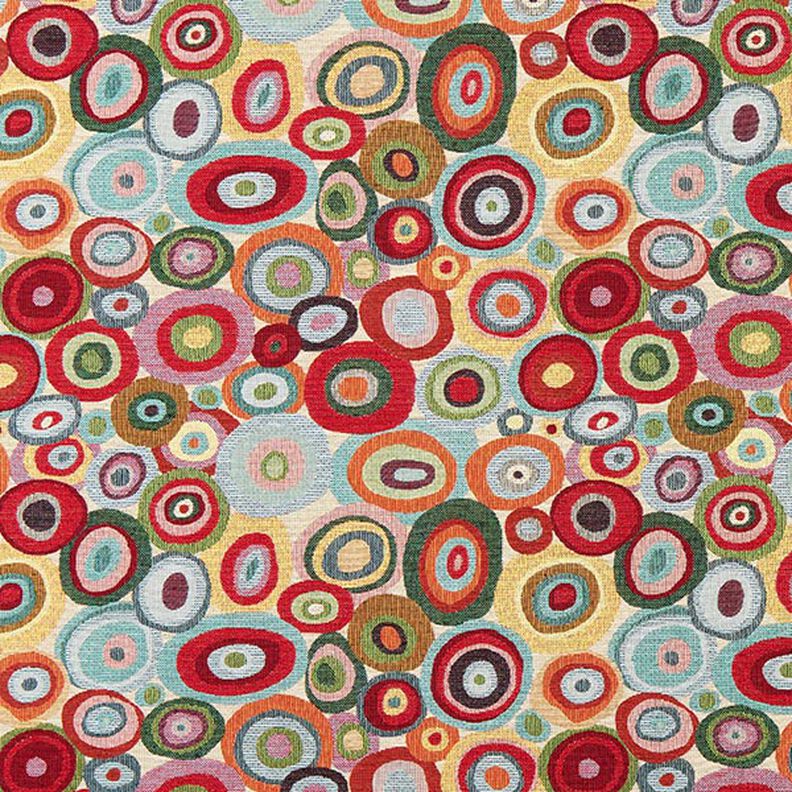 tessuto arredo gobelin Cerchi colorati – beige chiaro/rosso carminio, image number 1
