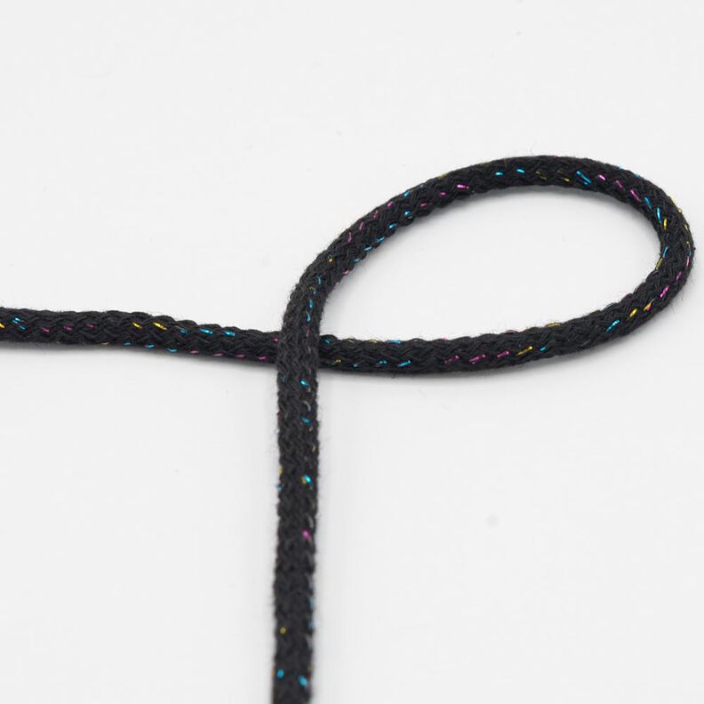 Cordoncino in cotone lurex [Ø 5 mm] – nero,  image number 1