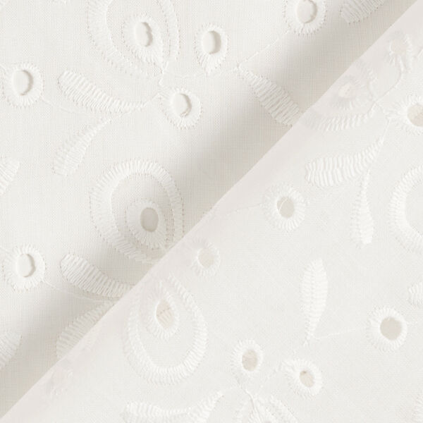 tessuto in cotone, ricami a giorno, tralci – bianco, image number 4