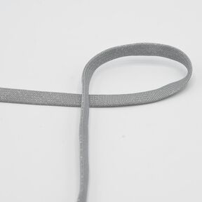 Cordoncino piatto Felpa lurex [8 mm] – grigio elefante/argento effetto metallizzato, 