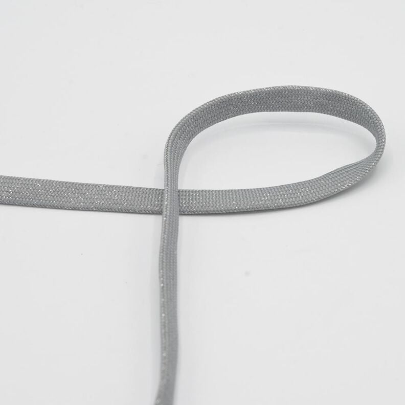 Cordoncino piatto Felpa lurex [8 mm] – grigio elefante/argento effetto metallizzato,  image number 1