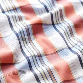 Misto cotone a quadri scozzesi e righe brillanti – corallo, 