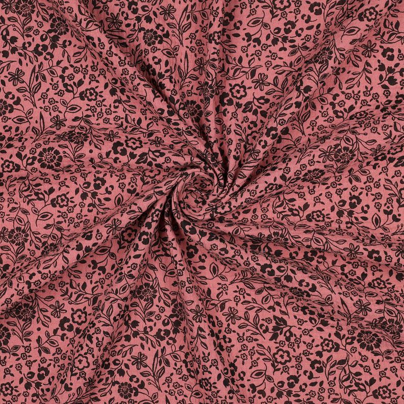 mussolina / tessuto doppio increspato Fiorellini bicolori  | Poppy Fabrics – rosa antico scuro/nero,  image number 3