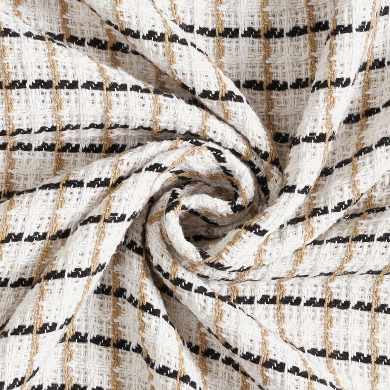 Bouclé grezzo a quadri – bianco/beige,  image number 3