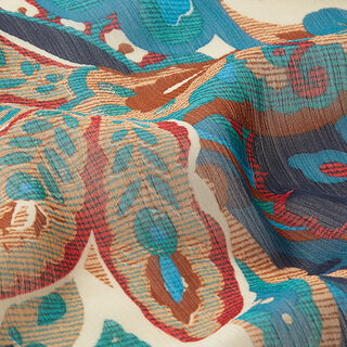 chiffon increspato, paisley – blu, 