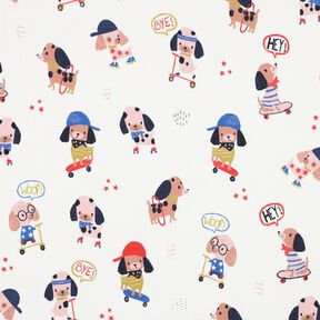jersey di cotone cane su skateboard stampa digitale | Poppy Fabrics – avorio/oro rosa, 