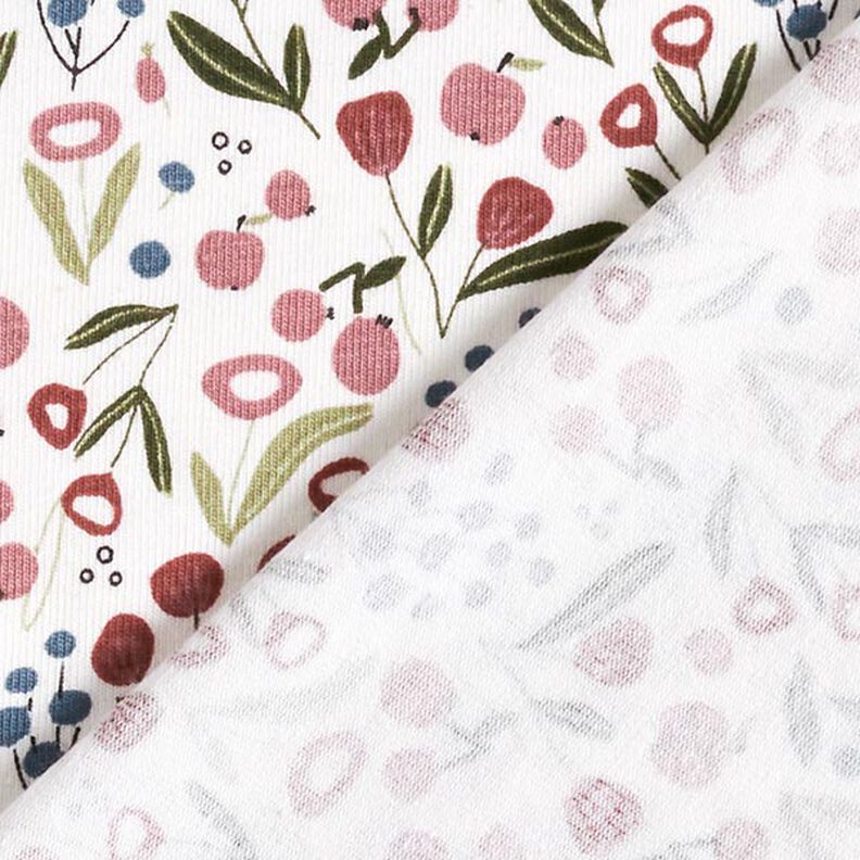 jersey di cotone prato fiorito con piccole mele – bianco lana,  image number 4
