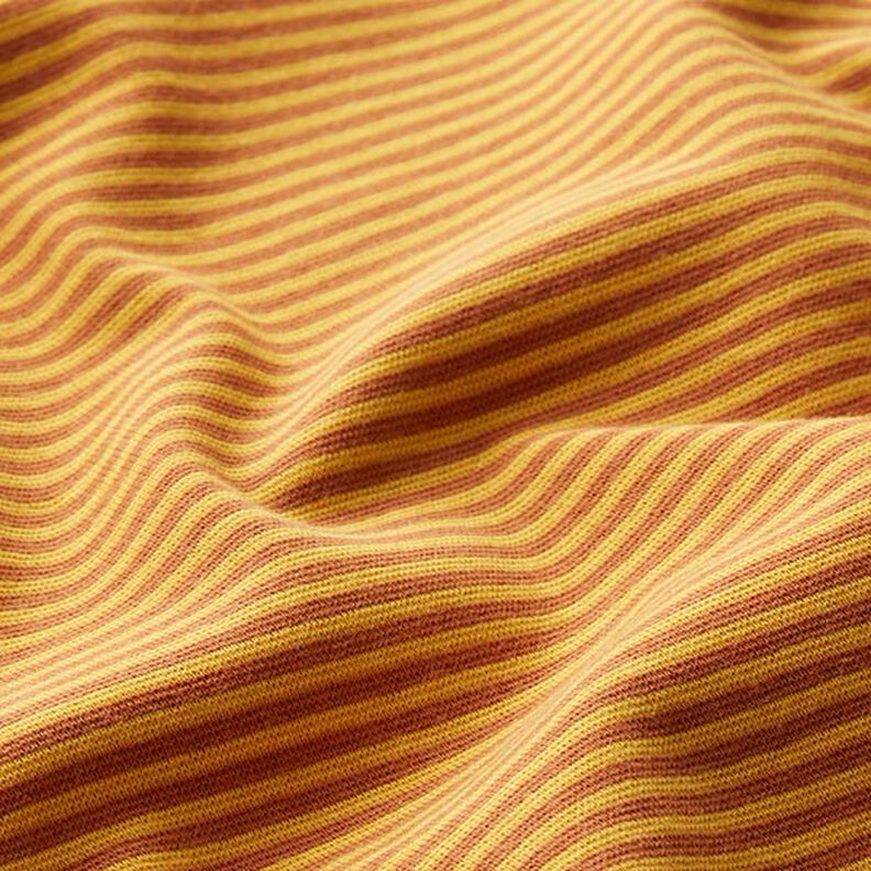 tessuto tubolare per polsini, righe sottili – terracotta/giallo,  image number 2