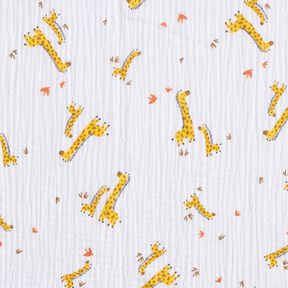 mussolina / tessuto doppio increspato giraffe – bianco/giallo sole, 