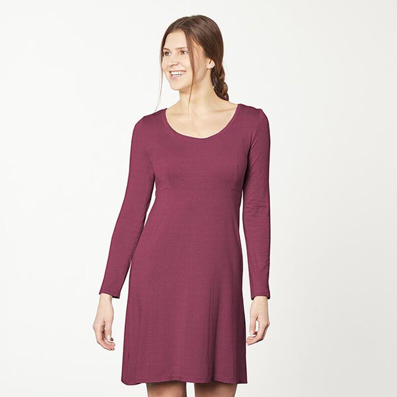 jersey di cotone medio tinta unita – rosso Bordeaux,  image number 6