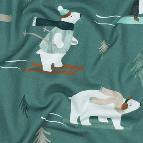 French terry, felpa estiva animali e sport invernali stampa digitale | Poppy Fabrics – petrolio, 