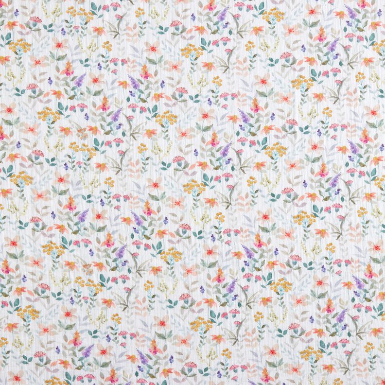 mussolina / tessuto doppio increspato prato di fiori acquerello stampa digitale | Poppy Fabrics –,  image number 1