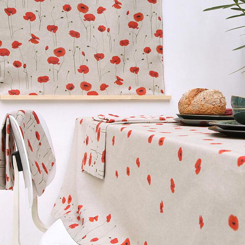 tessuto arredo mezzo panama papavero grande – rosso carminio/naturale, image number 8