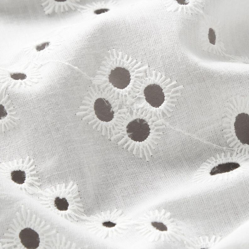 Tessuto in cotone con ricamo forato – bianco,  image number 2